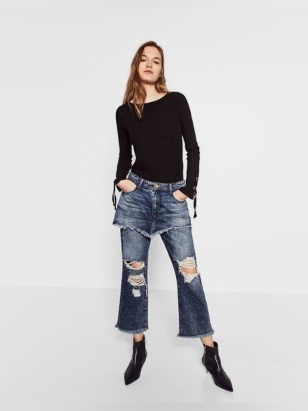 Super Rare  Distressed Blue Jeans with Attached Shorts. 
**offers welcome**